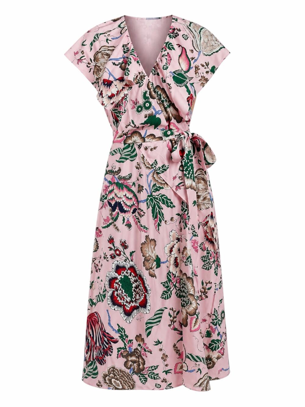 Tory Burch Adelia Floral Printed Wrap Midi Dress Pink Size 2